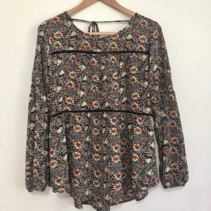 Knox Rose Black Floral Boho Top